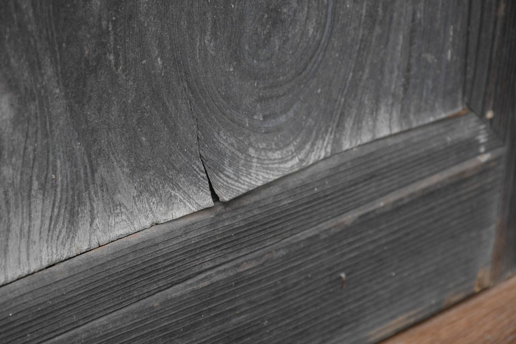 ヴィンテージ建具　昭和中期　結霜ガラス入りの幅狭玄関戸4枚セット　(R-085061)