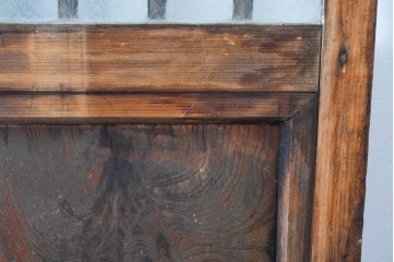 ヴィンテージ建具　昭和中期　結霜ガラス入りの幅狭玄関戸4枚セット　(R-085061)