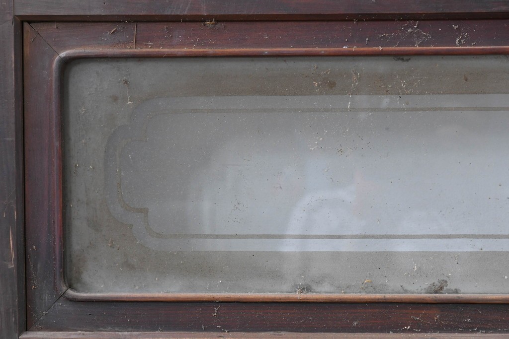 アンティーク建具　昭和初期　細やかな縦桟の裏障子付き格子戸4枚セット　(R-085062)