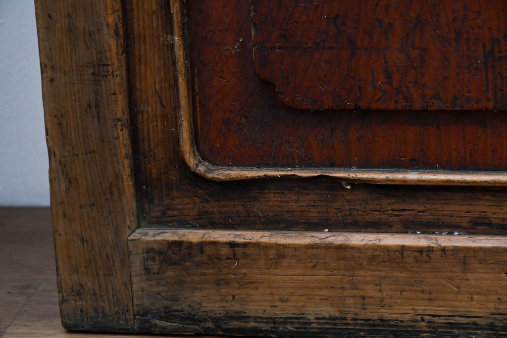 アンティーク建具　昭和初期　細やかな縦桟の裏障子付き格子戸4枚セット　(R-085062)