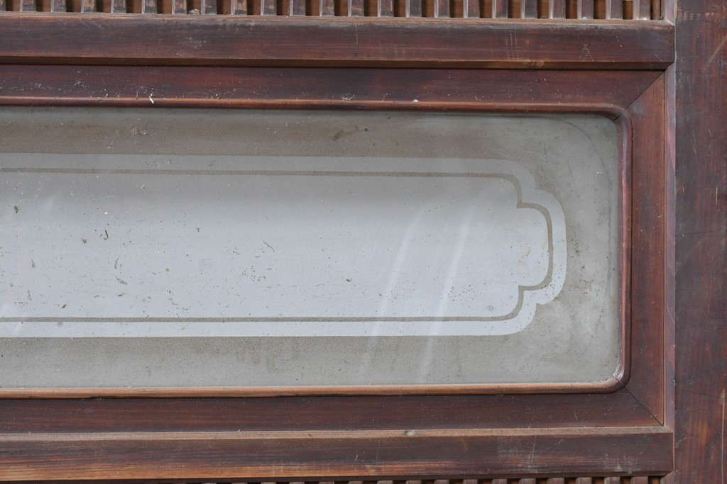 アンティーク建具　昭和初期　細やかな縦桟の裏障子付き格子戸4枚セット　(R-085062)