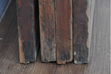 アンティーク建具　昭和初期　細やかな縦桟の裏障子付き格子戸4枚セット　(R-085062)