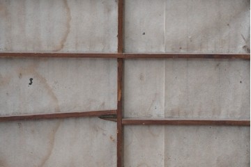 アンティーク建具　昭和初期　細やかな縦桟の裏障子付き格子戸4枚セット　(R-085062)