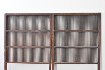 アンティーク建具　大正期　縦桟の意匠が味わい深い格子戸2枚セット　(R-085063)