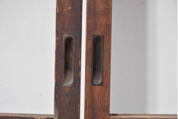 アンティーク建具　大正期　縦桟の意匠が味わい深い格子戸2枚セット　(R-085063)