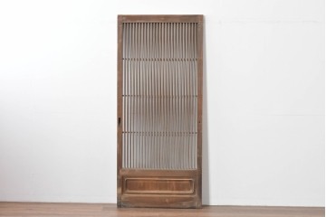 ヴィンテージ建具　昭和後期　上手作り!!　ガラスなし　繊細な縦桟が美しい古い数寄屋の格子戸1枚　(R-085064)