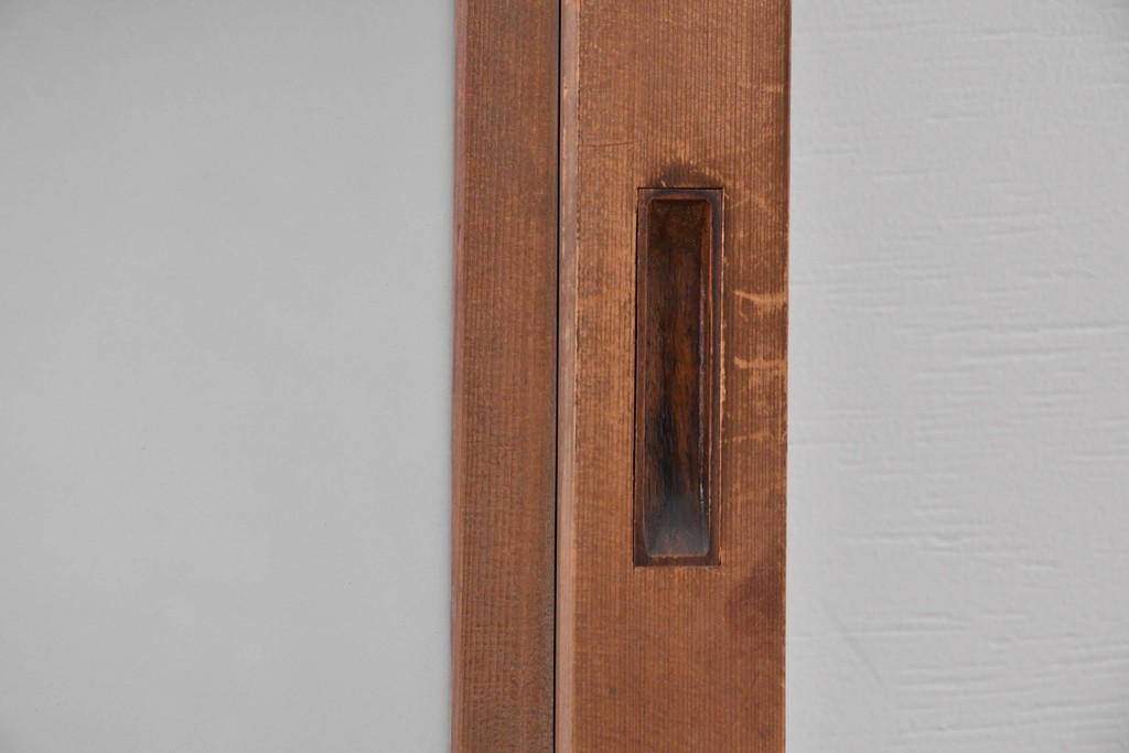 ヴィンテージ建具　昭和中期　ガラス帯に茗荷紋の入った裏障子付き格子戸4枚セット　(R-085065)