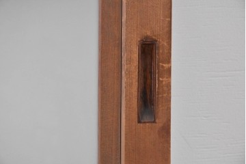 ヴィンテージ建具　昭和中期　ガラス帯に茗荷紋の入った裏障子付き格子戸4枚セット　(R-085065)