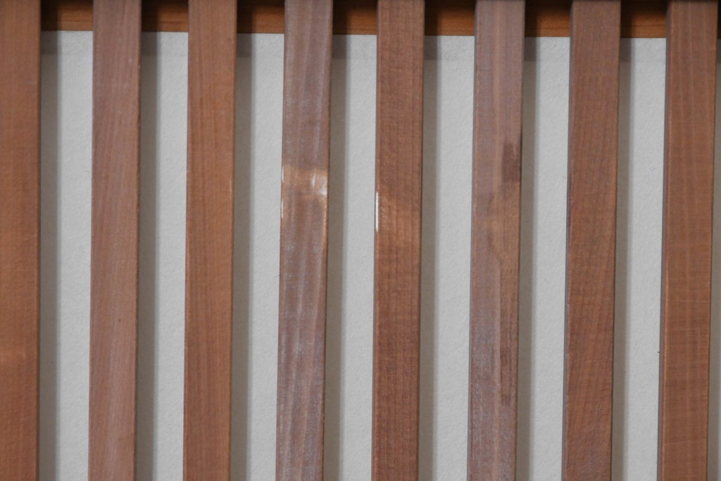 ヴィンテージ建具　昭和中期　ガラス帯に茗荷紋の入った裏障子付き格子戸4枚セット　(R-085065)