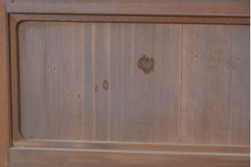 ヴィンテージ建具　昭和中期　ガラス帯に茗荷紋の入った裏障子付き格子戸4枚セット　(R-085065)