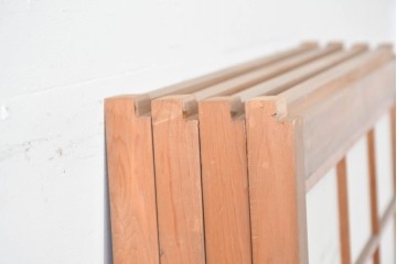 ヴィンテージ建具　昭和中期　ガラス帯に茗荷紋の入った裏障子付き格子戸4枚セット　(R-085065)