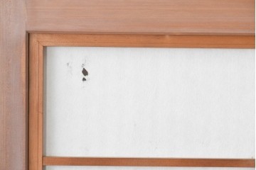 ヴィンテージ建具　昭和中期　ガラス帯に茗荷紋の入った裏障子付き格子戸4枚セット　(R-085065)