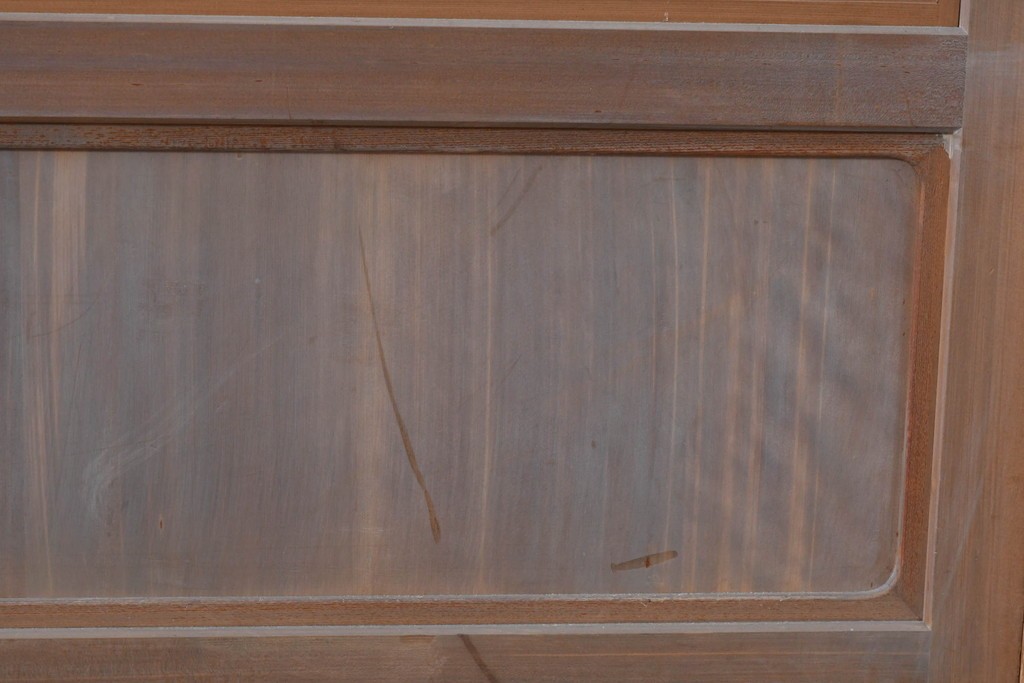 ヴィンテージ建具　昭和中期　ガラス帯に茗荷紋の入った裏障子付き格子戸4枚セット　(R-085065)