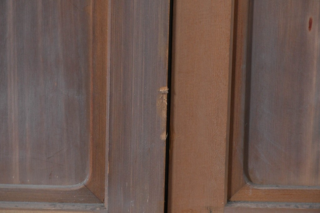 ヴィンテージ建具　昭和中期　ガラス帯に茗荷紋の入った裏障子付き格子戸4枚セット　(R-085066)