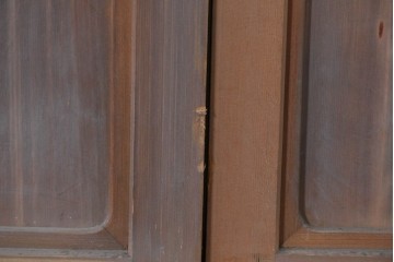 ヴィンテージ建具　昭和中期　ガラス帯に茗荷紋の入った裏障子付き格子戸4枚セット　(R-085066)