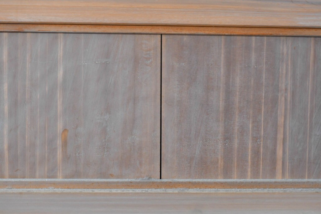 ヴィンテージ建具　昭和中期　ガラス帯に茗荷紋の入った裏障子付き格子戸4枚セット　(R-085066)