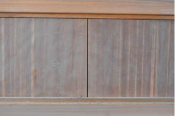 ヴィンテージ建具　昭和中期　ガラス帯に茗荷紋の入った裏障子付き格子戸4枚セット　(R-085066)