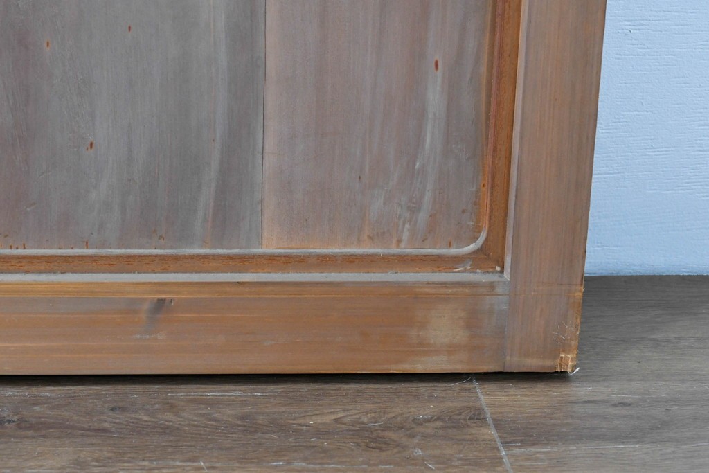 ヴィンテージ建具　昭和中期　ガラス帯に茗荷紋の入った裏障子付き格子戸4枚セット　(R-085066)