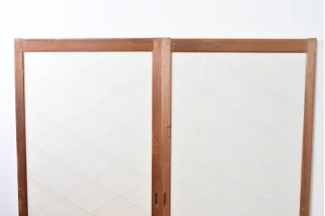ヴィンテージ建具　昭和中期　希少デザイン　菱形の組子が美しい数寄屋の障子戸2枚セット　(R-085067)