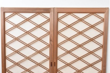 ヴィンテージ建具　昭和中期　希少デザイン　菱形の組子が美しい数寄屋の障子戸2枚セット　(R-085067)