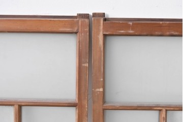 アンティーク建具　昭和初期　大正ロマン　結霜ガラス入りの窓4枚セット　(R-085068)