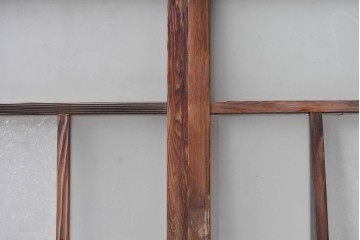 アンティーク建具　昭和初期　大正ロマン　結霜ガラス入りの窓4枚セット　(R-085068)