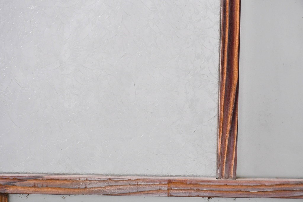 アンティーク建具　昭和初期　大正ロマン　結霜ガラス入りの窓4枚セット　(R-085068)