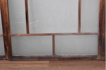 アンティーク建具　昭和初期　大正ロマン　結霜ガラス入りの窓4枚セット　(R-085068)
