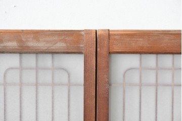 ヴィンテージ建具　昭和後期　片面ガラス入り　端正な組子が趣を添える書院戸4枚セット　(R-085070)