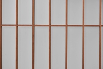 ヴィンテージ建具　昭和後期　梅・竹・亀図　片面ガラス　彫刻意匠がしとやかに際立つ書院戸4枚セット　(R-085071)