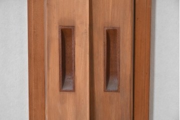 ヴィンテージ建具　昭和中期　縦桟と障子がうみだす陰影が上品な裏障子付き格子窓4枚セット　(R-085075)