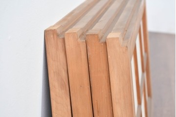 ヴィンテージ建具　昭和中期　縦桟と障子がうみだす陰影が上品な裏障子付き格子窓4枚セット　(R-085075)