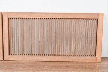 ヴィンテージ建具　昭和中期　縦桟と障子がうみだす陰影が上品な裏障子付き格子窓4枚セット　(R-085075)