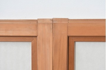 ヴィンテージ建具　昭和中期　縦桟と障子がうみだす陰影が上品な裏障子付き格子窓4枚セット　(R-085075)