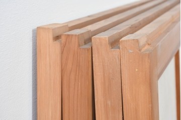 ヴィンテージ建具　昭和中期　端正な縦桟が美しく連なる裏障子付き格子窓4枚セット　(R-085076)