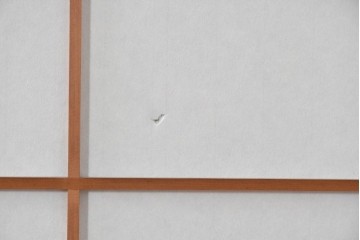 ヴィンテージ建具　昭和中期　端正な縦桟が美しく連なる裏障子付き格子窓4枚セット　(R-085076)