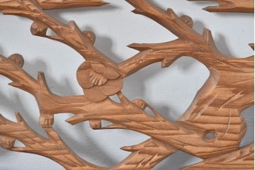 ヴィンテージ建具　昭和中期　松竹梅を立体的に彫り上げた彫刻欄間2枚セット　(R-085080)