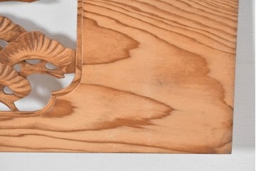 ヴィンテージ建具　昭和中期　松竹梅を立体的に彫り上げた彫刻欄間2枚セット　(R-085080)