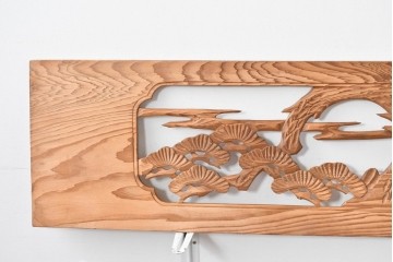 ヴィンテージ建具　昭和中期　松竹梅を立体的に彫り上げた彫刻欄間2枚セット　(R-085080)