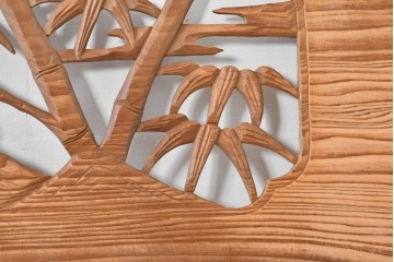 ヴィンテージ建具　昭和中期　松竹梅を立体的に彫り上げた彫刻欄間2枚セット　(R-085080)