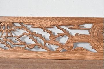 ヴィンテージ建具　昭和中期　松竹梅を立体的に彫り上げた彫刻欄間2枚セット　(R-085080)