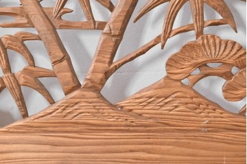 ヴィンテージ建具　昭和中期　松竹梅を立体的に彫り上げた彫刻欄間2枚セット　(R-085080)