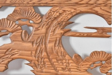 ヴィンテージ建具　昭和中期　松竹梅を立体的に彫り上げた彫刻欄間2枚セット　(R-085080)