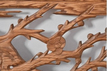 ヴィンテージ建具　昭和中期　松竹梅を立体的に彫り上げた彫刻欄間2枚セット　(R-085080)