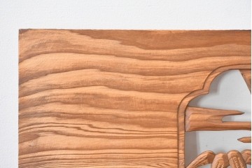 ヴィンテージ建具　昭和中期　松竹梅を立体的に彫り上げた彫刻欄間2枚セット　(R-085080)