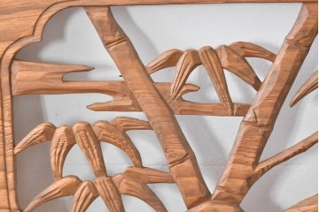 ヴィンテージ建具　昭和中期　松竹梅を立体的に彫り上げた彫刻欄間2枚セット　(R-085080)