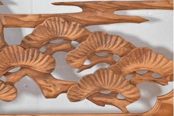 ヴィンテージ建具　昭和中期　松竹梅を立体的に彫り上げた彫刻欄間2枚セット　(R-085080)