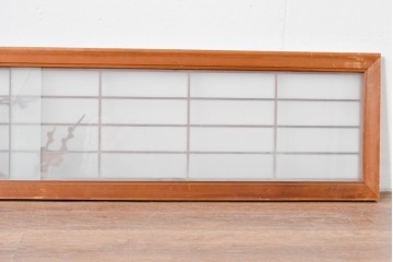 ヴィンテージ建具　昭和後期　彫刻入り　梅の枝ぶりを繊細に彫り込んだ片面ガラス入りの欄間　(R-085081)