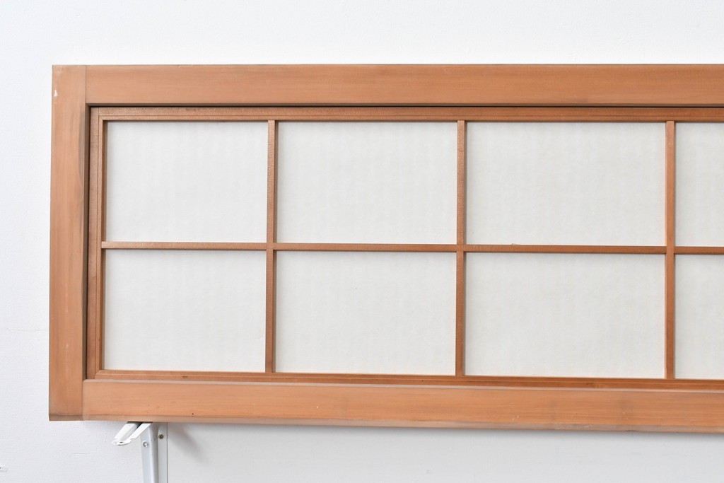 ヴィンテージ建具　昭和中期　すっきりとした筬目が上品な裏障子付き筬欄間2枚セット　(R-085082)