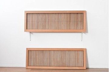 ヴィンテージ建具　昭和中期　すっきりとした筬目が上品な裏障子付き筬欄間2枚セット　(R-085082)